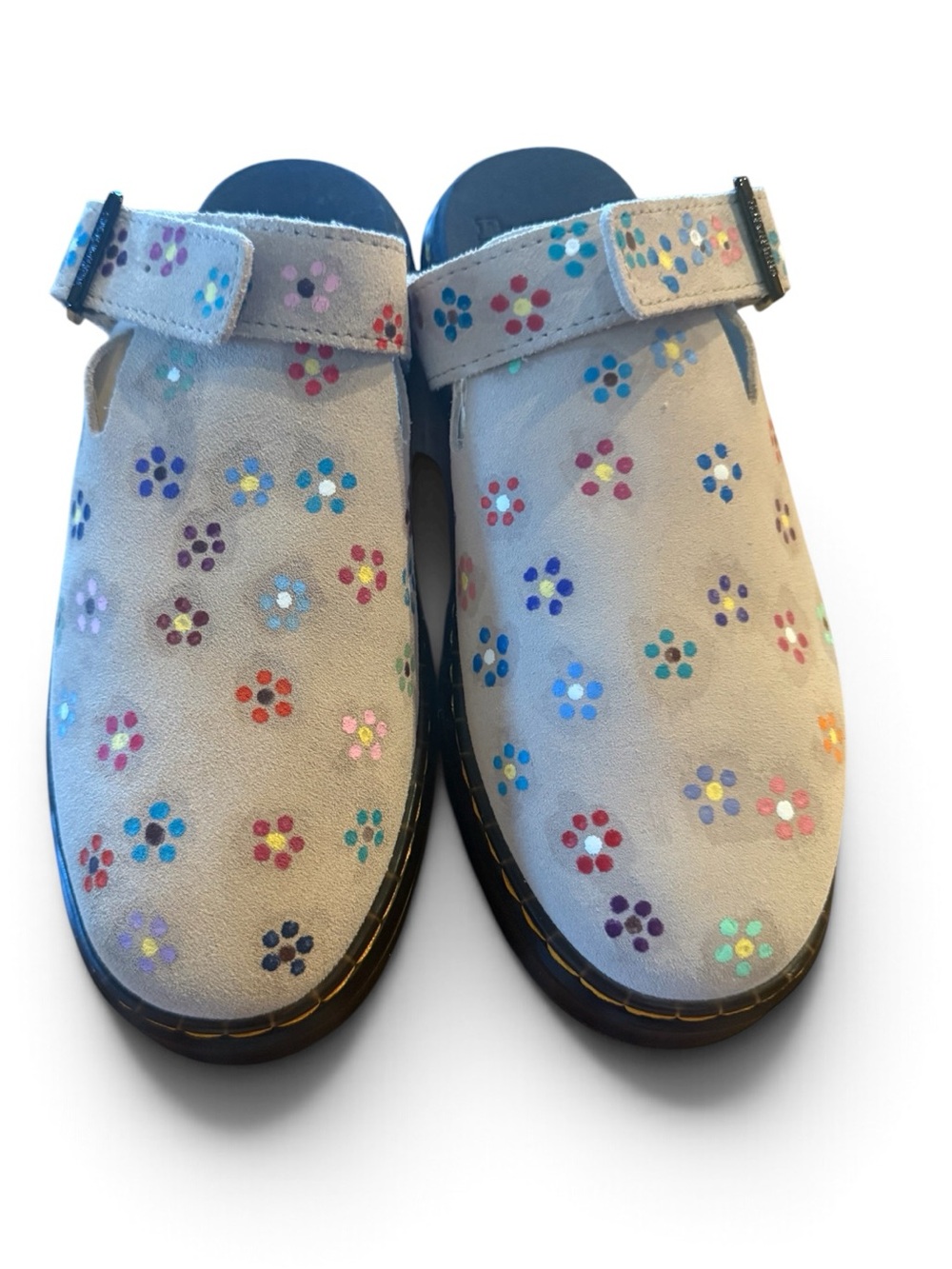 NEW Dr. Martens Carlson Mule Hand Painted Floral Suede Clog Women 9 Custom